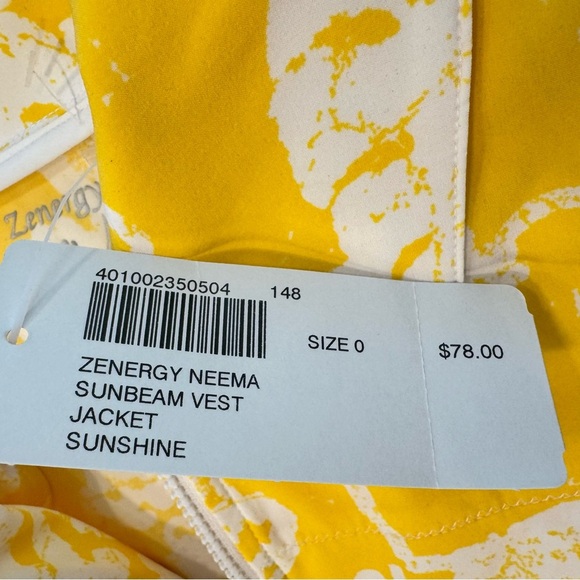 Zenergy by Chico Vest Women's Size 0 Bright Yellow Floral Full Zip - Picture 7 of 14